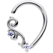 Load image into Gallery viewer, 16G 5/16 Clear CZ Gem Half Heart Right Ear Closure Ring
