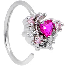Load image into Gallery viewer, 20G 5/16 Clear Pink Gem Crescent Moon Star Nose Hoop
