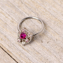 Load image into Gallery viewer, 20G 5/16 Clear Pink Gem Crescent Moon Star Nose Hoop
