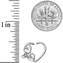 Load image into Gallery viewer, 16G 3/8 Clear CZ Gem Multiple Heart Right Ear Closure Ring
