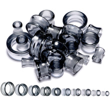将图片加载到图库查看器，Translucent Black Glass Tunnel Plug Set 2G to 1 Inch
