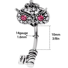 将图片加载到图库查看器，Clear Pink Gem Royal Owl Key Double Mount Belly Ring
