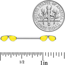 Load image into Gallery viewer, 14G 9/16 Yellow Aviator Sunglasses Barbell Nipple Ring Set
