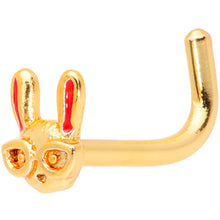 将图片加载到图库查看器，18G 5/16 Pink Gold Tone Nerdy Easter Bunny L Shaped Nose Ring
