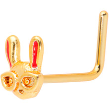 Load image into Gallery viewer, 22G 5/16 Pink Gold Tone Nerdy Easter Bunny L Shaped Nose Ring
