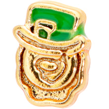Load image into Gallery viewer, 18G 5/16 Green Gold Tone Lucky Leprechaun L Shaped Nose Ring
