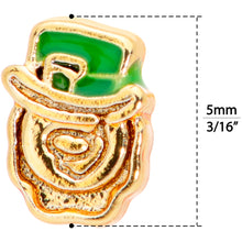 Load image into Gallery viewer, 18G 5/16 Green Gold Tone Lucky Leprechaun L Shaped Nose Ring
