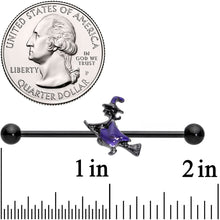 Load image into Gallery viewer, 14G Blue Black Spooky Halloween Witch Industrial Barbell 38mm
