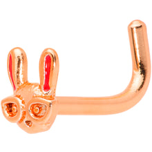 Load image into Gallery viewer, 18G 5/16 Pink Rose Gold Tone Nerdy Easter Bunny L Shaped Nose Ring

