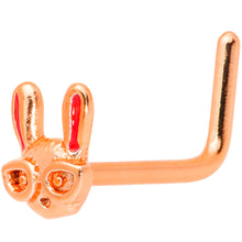 Load image into Gallery viewer, 20G 5/16 Pink Rose Gold Tone Nerdy Easter Bunny L Shaped Nose Ring
