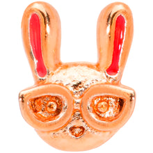 Load image into Gallery viewer, 22G 5/16 Pink Rose Gold Tone Nerdy Easter Bunny L Shaped Nose Ring
