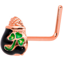 Load image into Gallery viewer, 22G 5/16 Rose Gold Tone Pot O Gold L Shaped Nose Ring
