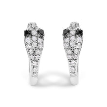 将图片加载到图库查看器，10K White Gold 1/5 Cttw Diamond Snake Eyes Huggy Hoop Earrings
