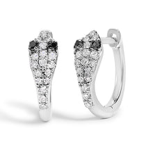 将图片加载到图库查看器，10K White Gold 1/5 Cttw Diamond Snake Eyes Huggy Hoop Earrings
