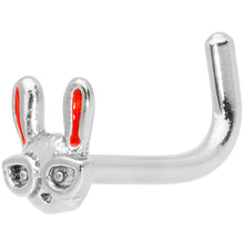 Load image into Gallery viewer, 18G 5/16 Pink Ears Nerdy Easter Bunny L Shaped Nose Ring
