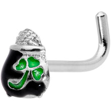Load image into Gallery viewer, 18G 5/16 St Patricks Day Pot O Gold L Shaped Nose Ring
