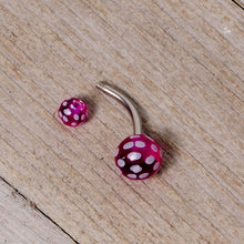 将图片加载到图库查看器，Purple White Polka Dot UV Reactive Acrylic Ball Belly Ring
