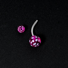 将图片加载到图库查看器，Purple White Polka Dot UV Reactive Acrylic Ball Belly Ring

