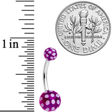 将图片加载到图库查看器，Purple White Polka Dot UV Reactive Acrylic Ball Belly Ring
