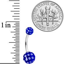 Load image into Gallery viewer, Blue White Polka Dot UV Reactive Acrylic Ball Belly Ring
