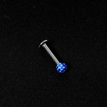 Load image into Gallery viewer, 16G 1/4 Blue Polka Dot UV Reactive Acrylic Ball Labret Tragus
