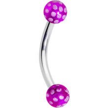 将图片加载到图库查看器，16G 5/16 Purple Polka Dot UV Reactive Acrylic Ball Curved Barbell

