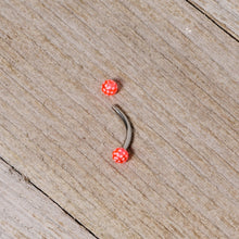 Load image into Gallery viewer, 16G 5/16 Pink Polka Dot UV Reactive Acrylic Ball Curved Barbell
