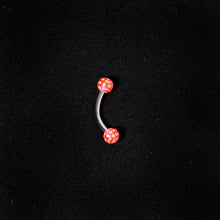 Load image into Gallery viewer, 16G 5/16 Pink Polka Dot UV Reactive Acrylic Ball Curved Barbell
