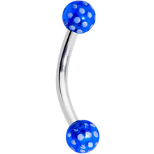 Load image into Gallery viewer, 16G 5/16 Blue Polka Dot UV Reactive Acrylic Ball Curved Barbell
