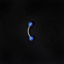 Load image into Gallery viewer, 16G 5/16 Blue Polka Dot UV Reactive Acrylic Ball Curved Barbell
