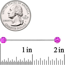 Load image into Gallery viewer, 14G Purple White Polka Dot UV Industrial Barbell 38mm
