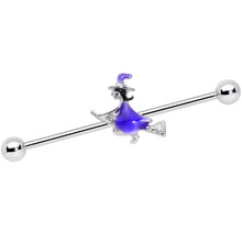 Load image into Gallery viewer, 14G Blue Spooky Halloween Witch Industrial Barbell 38mm
