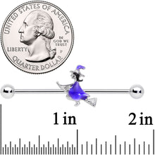 Load image into Gallery viewer, 14G Blue Spooky Halloween Witch Industrial Barbell 38mm

