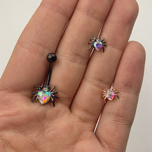 Load image into Gallery viewer, 16G 1/4 Clear Gem Rose Gold Tone Heart Spider Cartilage Tragus
