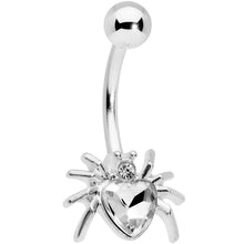 将图片加载到图库查看器，Clear Gem Halloween Heart Spider Belly Ring

