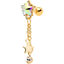 Load image into Gallery viewer, 16G 1/4 Aurora Clear Gem Gold Tone Star Dangle Cartilage
