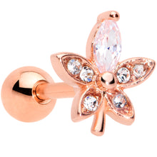 Load image into Gallery viewer, 16G 1/4 Clear Gem Rose Gold Tone Lovely Flower Cartilage Tragus
