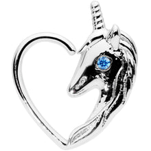 Load image into Gallery viewer, 18G 5/16 Blue Gem Unicorn Left Heart Closure Ring
