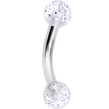 Load image into Gallery viewer, 14G 5/16 Clear Speckled Acrylic End Curved Eyebrow Ring
