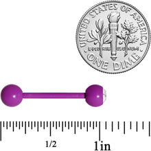 Load image into Gallery viewer, Clear Gem Purple Glow in the Dark Barbell Tongue Ring
