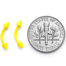 Load image into Gallery viewer, 16G 5/16 Yellow Glow in the Dark Cone End Curved Barbell Set of 2
