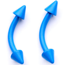 Load image into Gallery viewer, 16G 5/16 Blue Glow in the Dark Cone End Curved Barbell Set of 2
