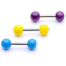 Load image into Gallery viewer, 16G 1/4" Clear Gem Color Glow Straight Barbell Cartilage Set
