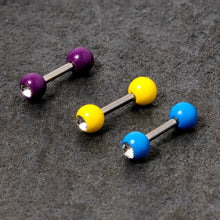 Load image into Gallery viewer, 16G 1/4" Clear Gem Color Glow Straight Barbell Cartilage Set
