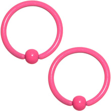 Load image into Gallery viewer, 16G 3/8 Pink Glow in the Dark BCR Captive Ring Set of 2
