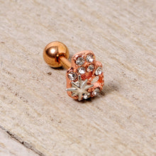 Load image into Gallery viewer, 16G 1/4 Clear Gem Rose Gold Tone Star Skull Cartilage Tragus

