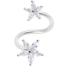 Load image into Gallery viewer, 14G 1/2 Clear Gem Star Flower Spiral Twister Belly Ring
