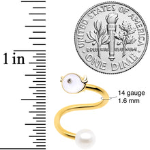 将图片加载到图库查看器，14G 1/2 Clear Gem Gold Tone Bird Spiral Twister Belly Ring
