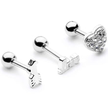 将图片加载到图库查看器，16G 1/4 Clear Gem Valentine Cartilage Tragus Set
