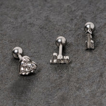 将图片加载到图库查看器，16G 1/4 Clear Gem Valentine Cartilage Tragus Set
